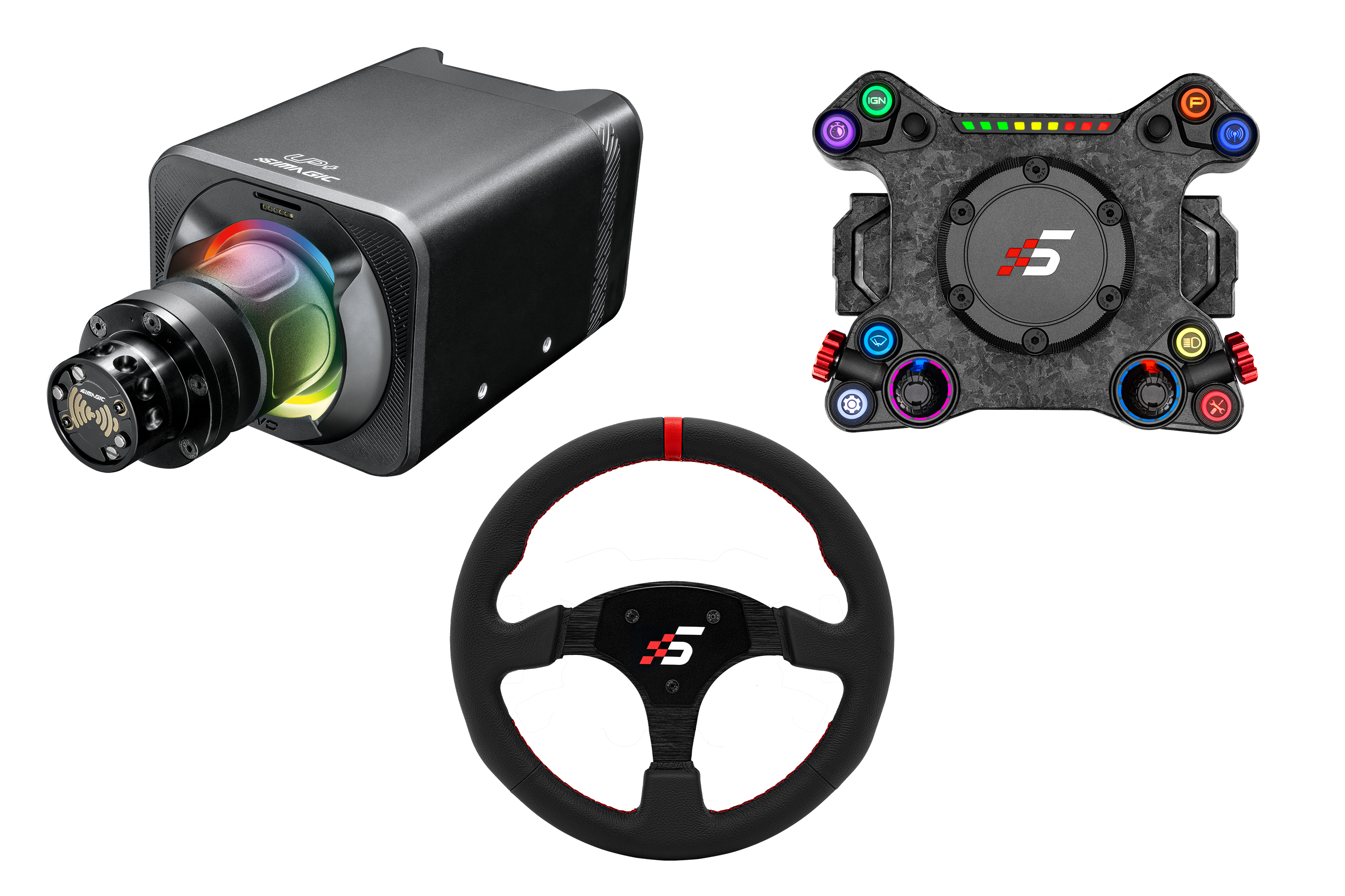 Simagic NEO X Hub with Alpha EVO 12nm Wheel Base and Leather Steering Wheel