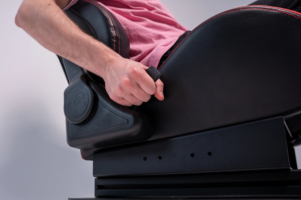 RE2 Dual-Lock Reclining Sim Racing Seat - Black/Red Leather-Style