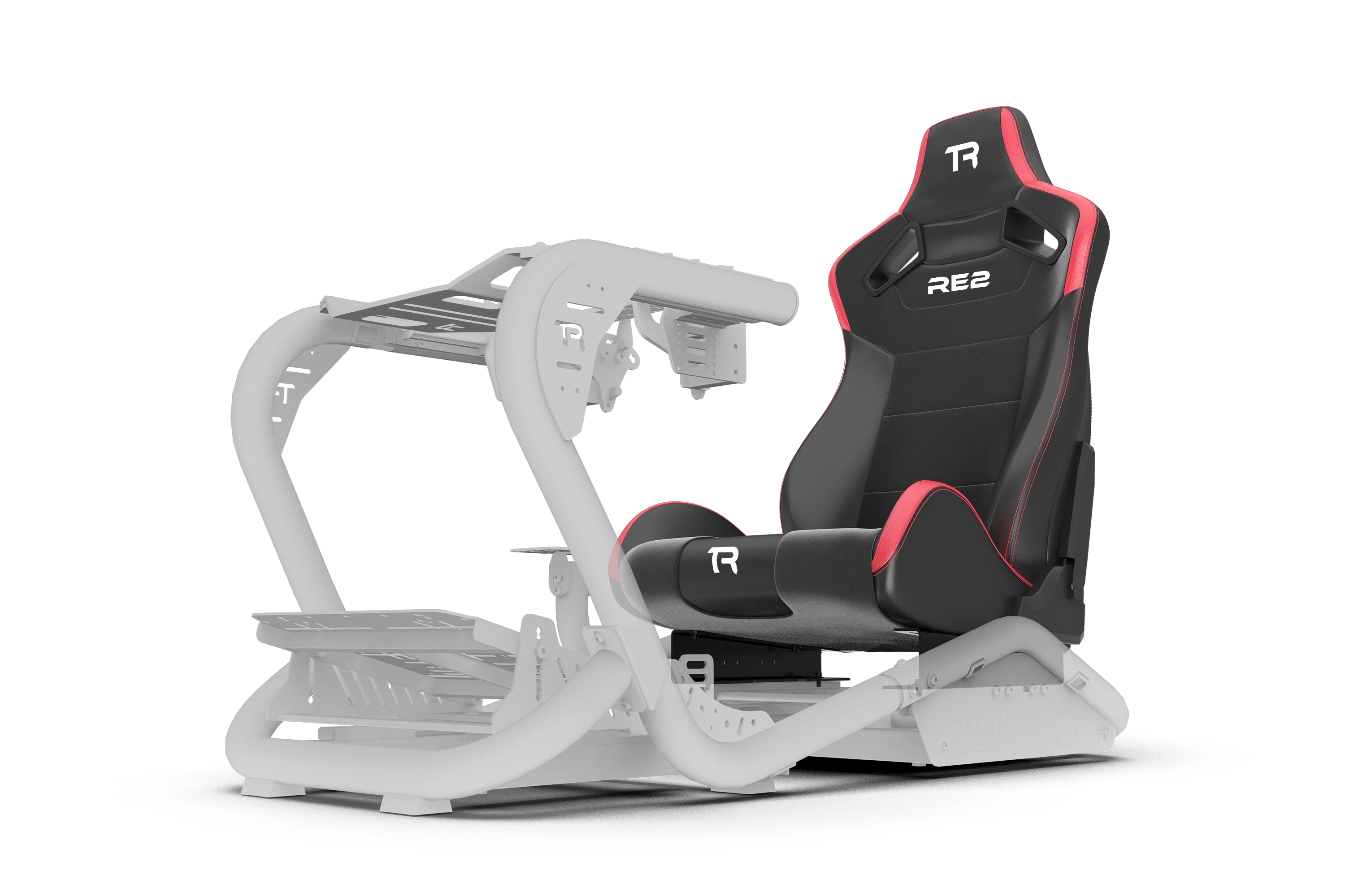 RE2 Recliner Sim Racing Seat – Premium Leather/Alcantara – Black and Red