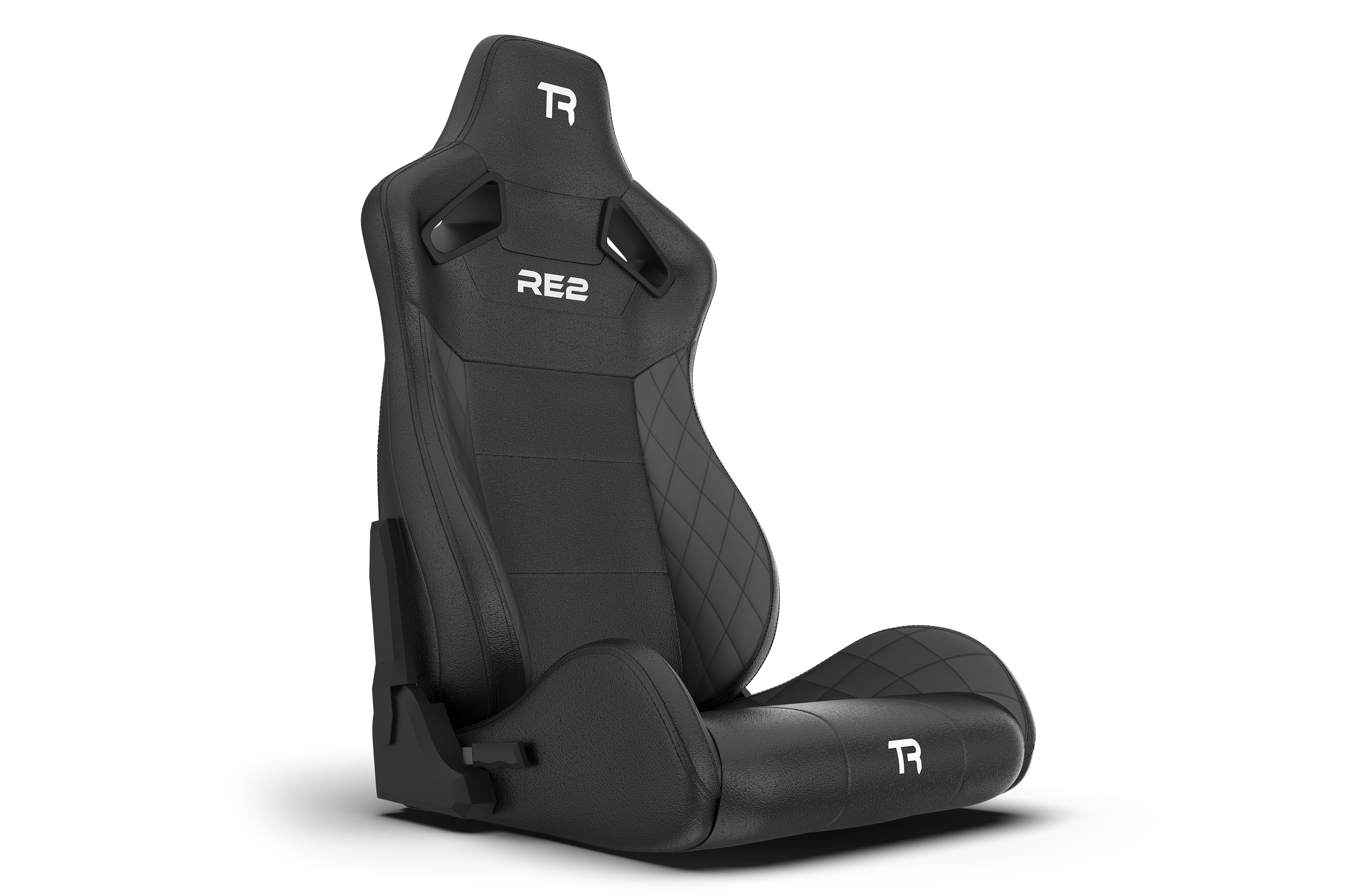 RE2 Recliner Sim Racing Seat – Premium Diamond-Stitched Leather-Style – Black