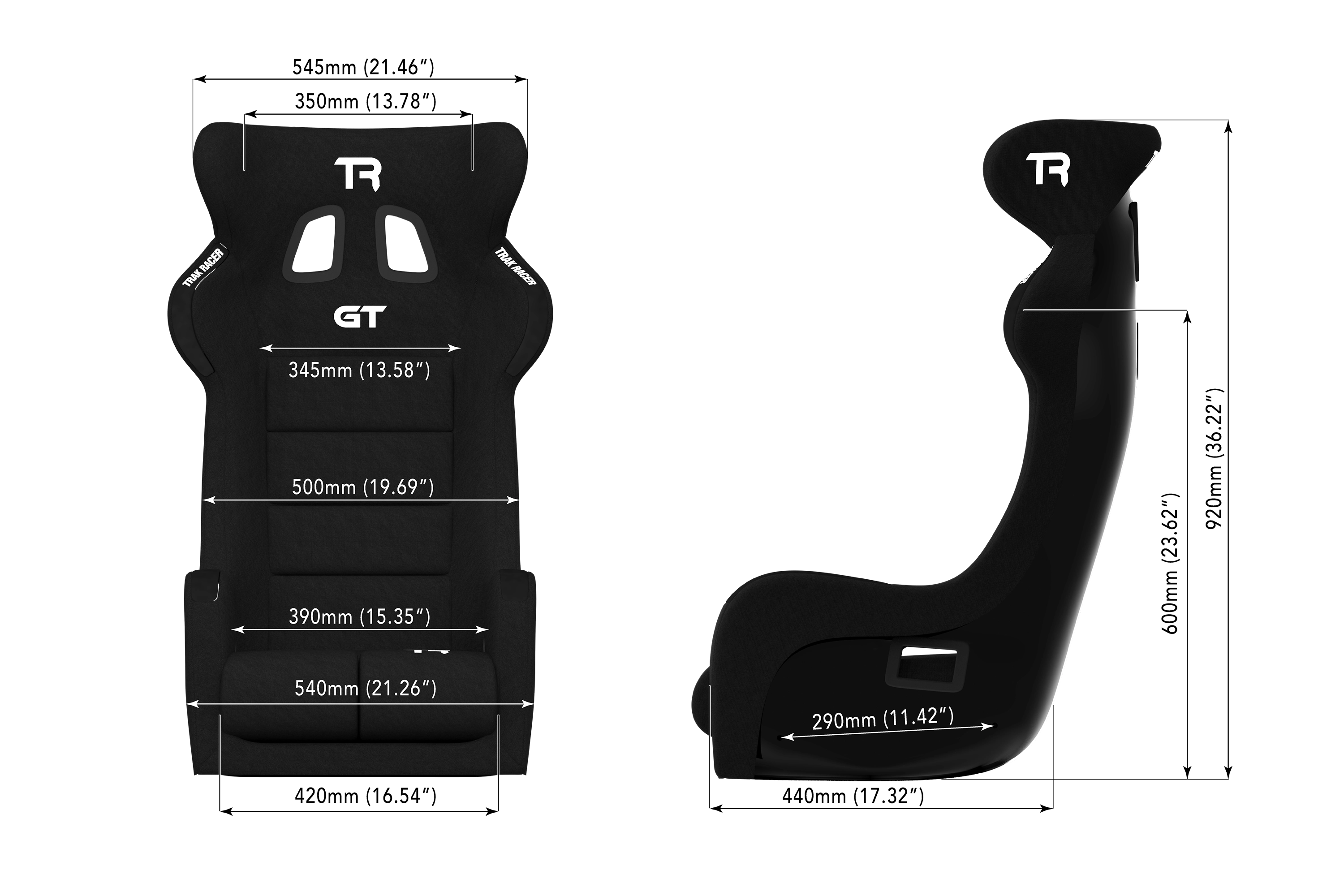 GT Pro Racing Seat - Fiberglass - Black
