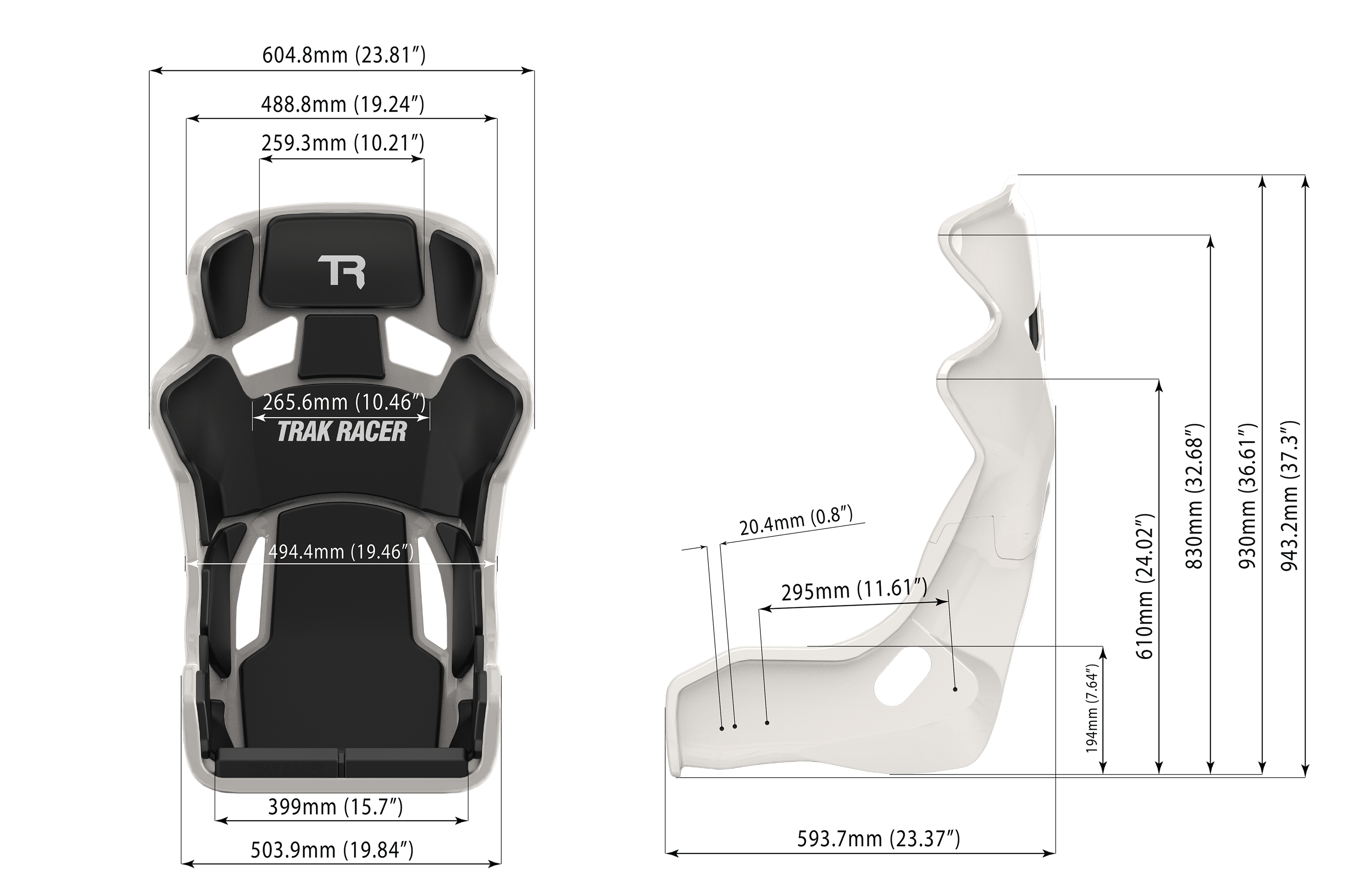 TR Series GT Pro Racing Seat - Fiberglass Grey