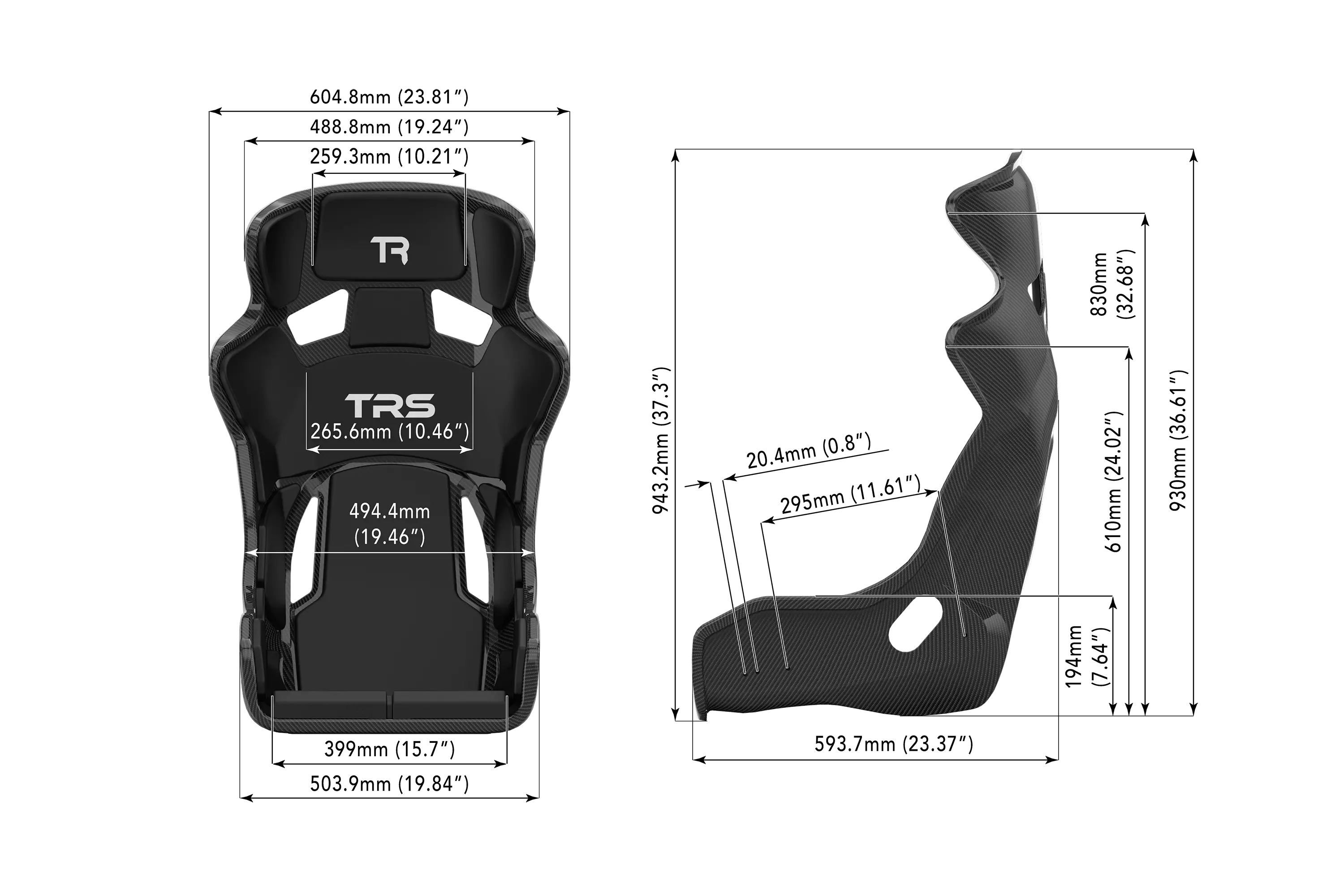 TRS TR Series GT Pro Racing Bucket Seat - Full Dry Carbon Fiber
