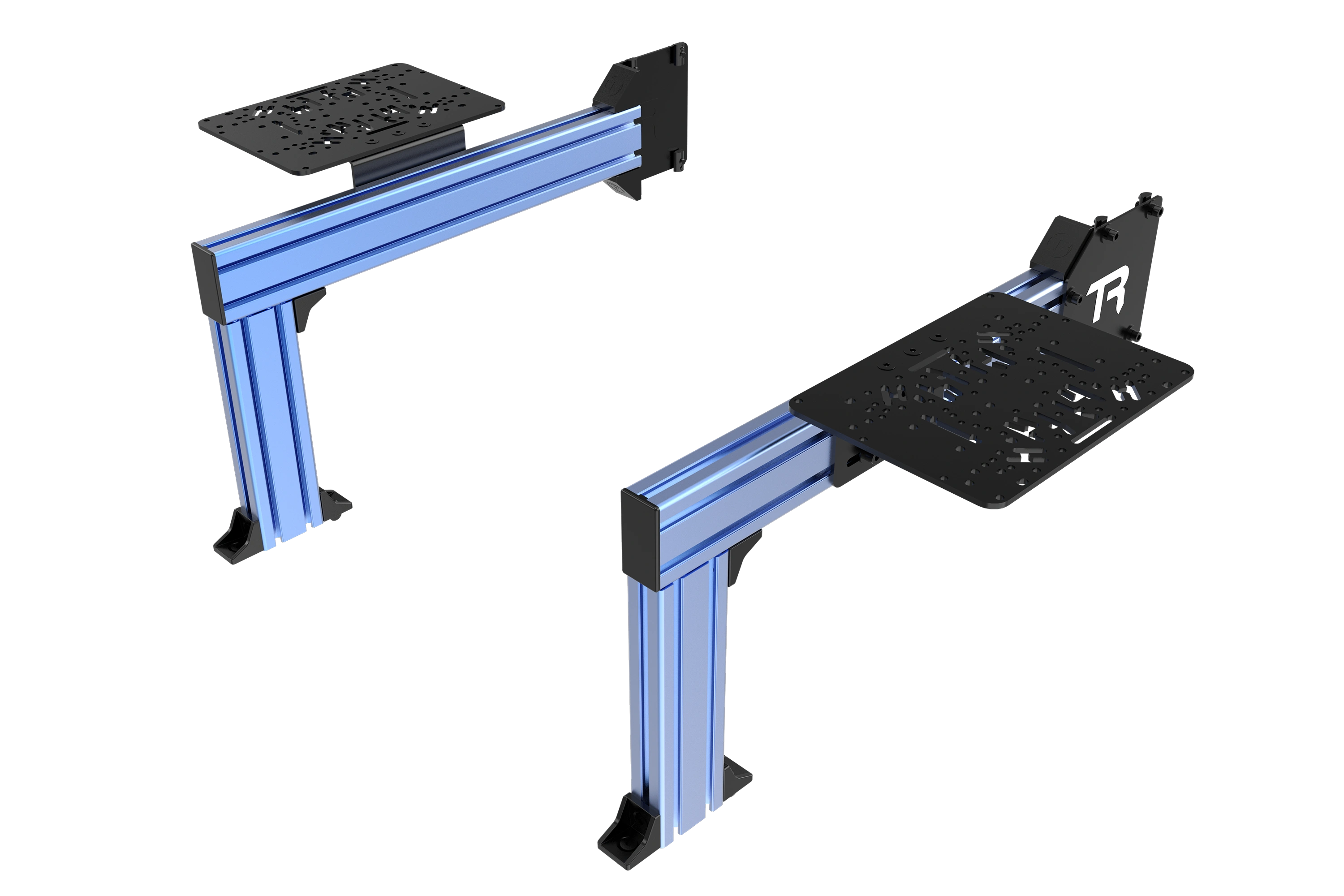 Flight Sim Control Mounts with 2 Side Supports for all Aluminum Cockpits - Blue