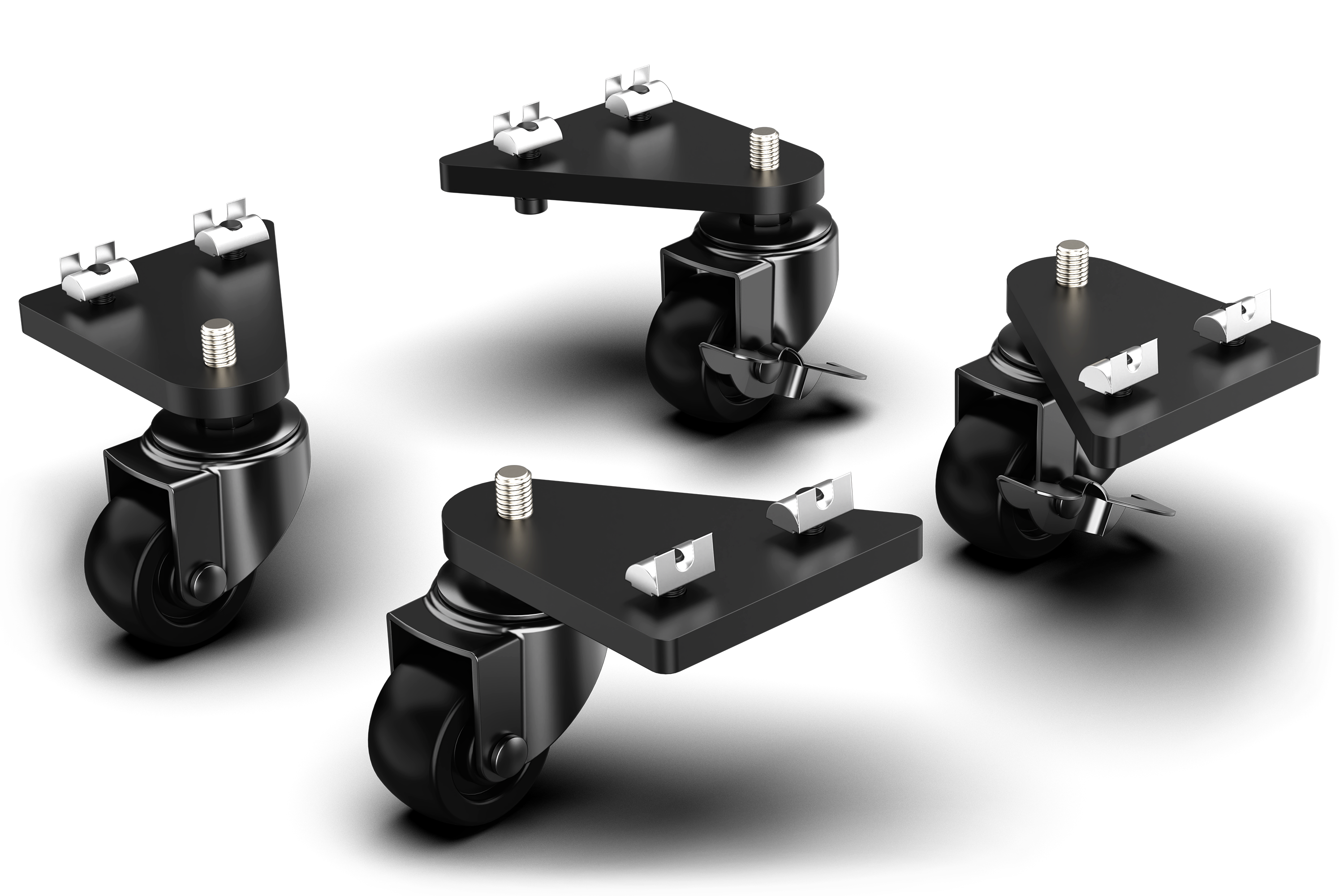 Universal Caster Wheels with Brake & Mounting Brackets