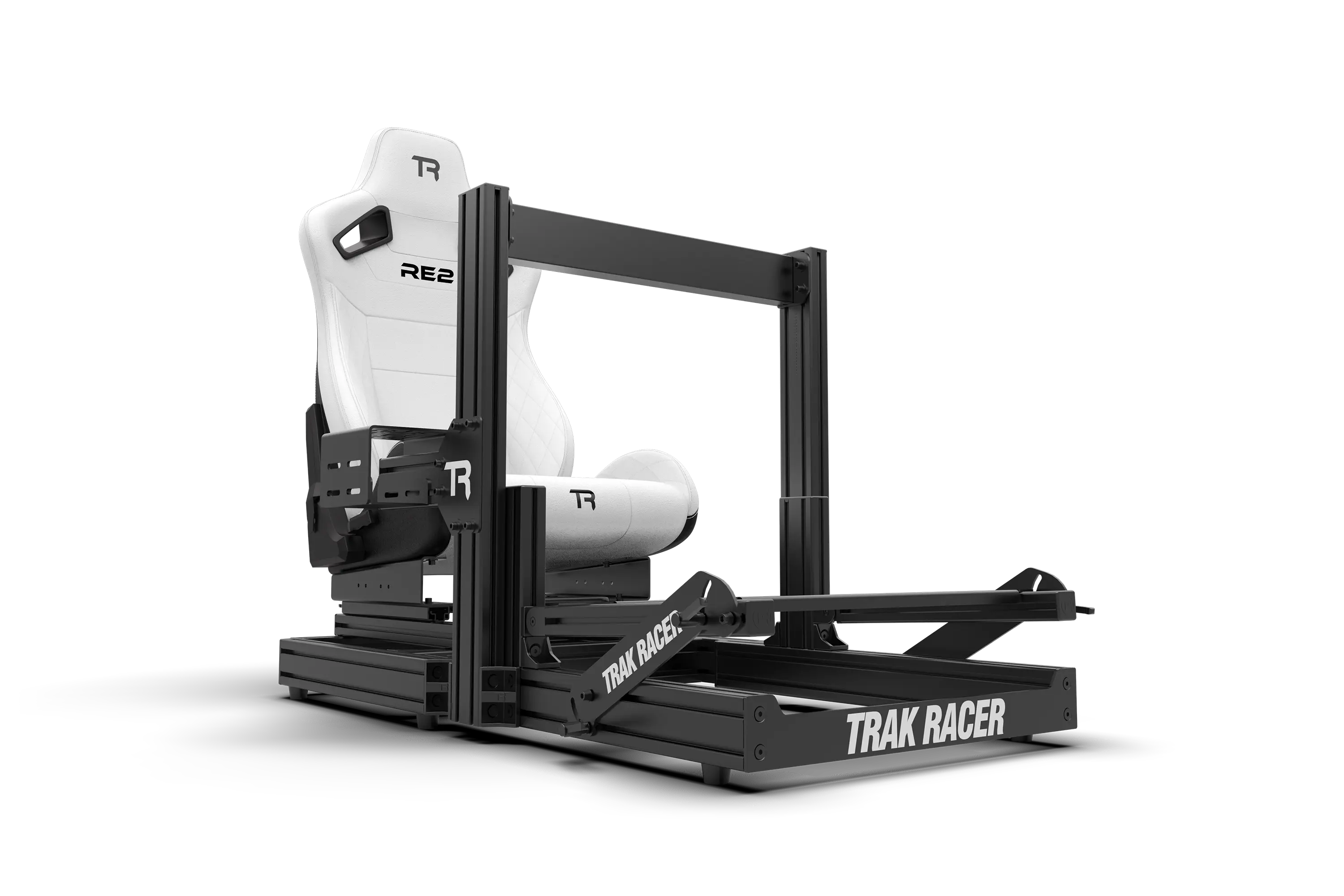 RE2 Dual-Lock Reclining Sim Racing Seat - Premium White Diamond-Stitched Leather-Style