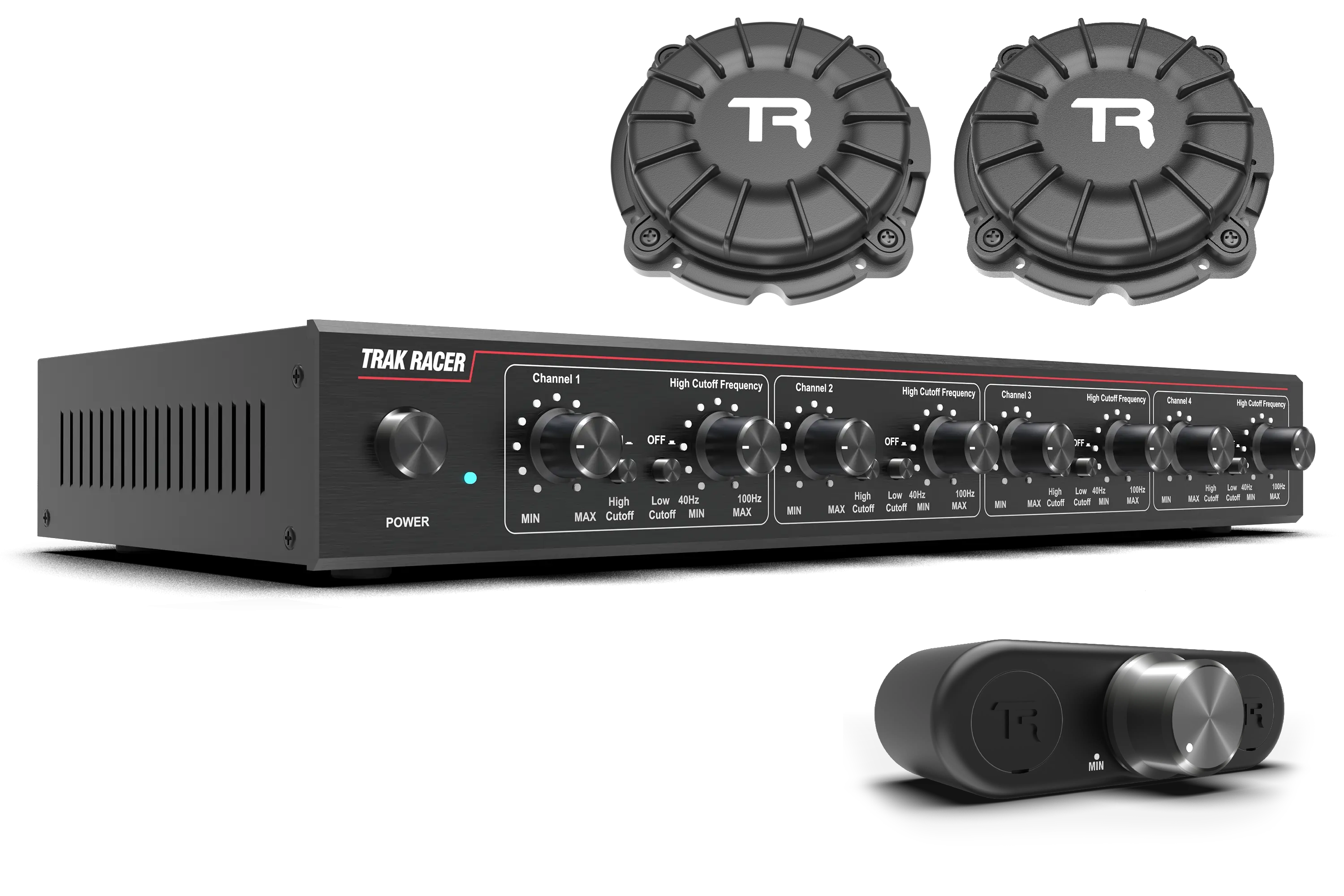 Trak Racer 4CH 40W Low-Frequency Class-D Amplifier with 2 Bass Shakers and Rig Mounts