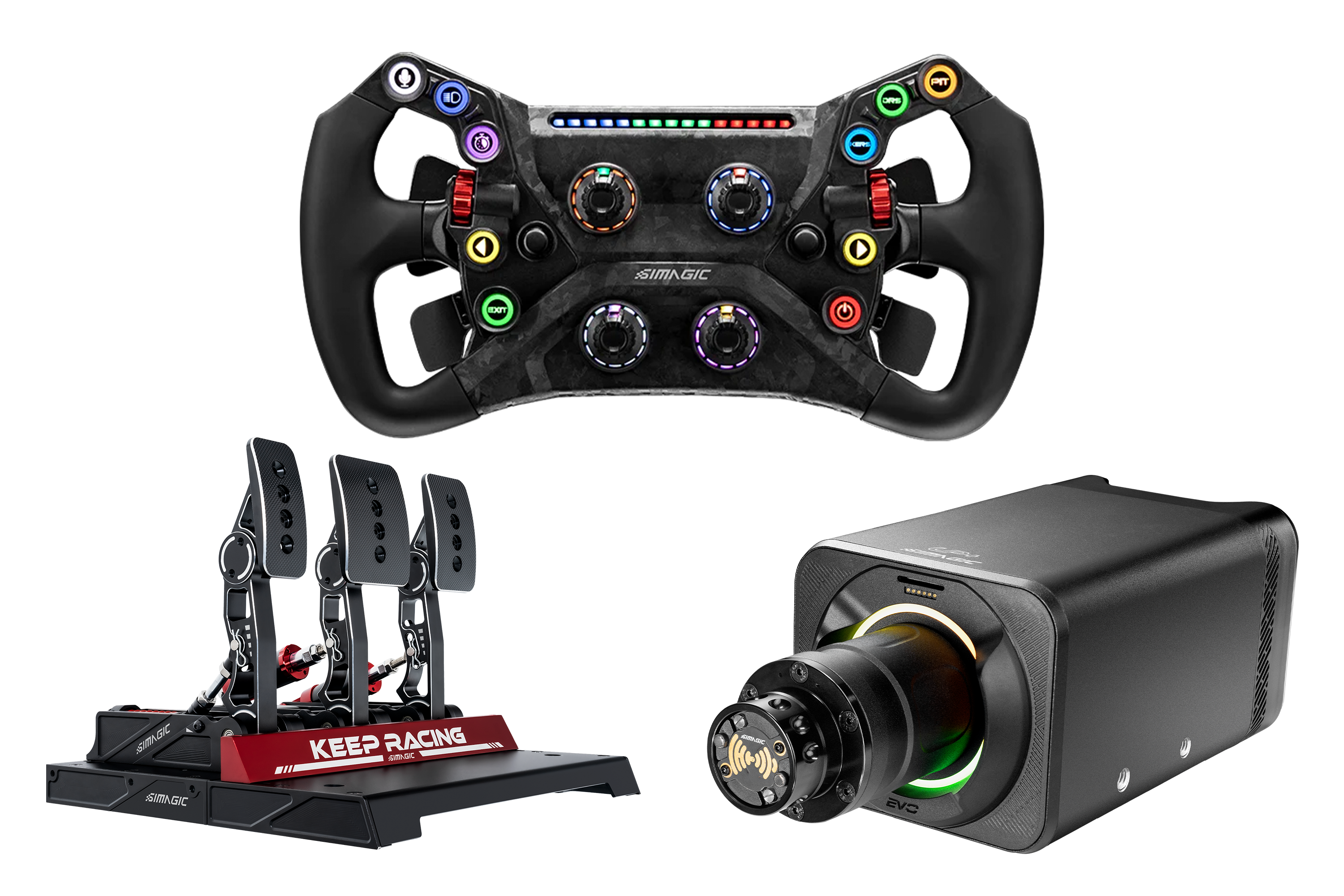Simagic Alpha EVO Pro Wheel Base, GT NEO Steering Wheel & Pedal Set Bundle