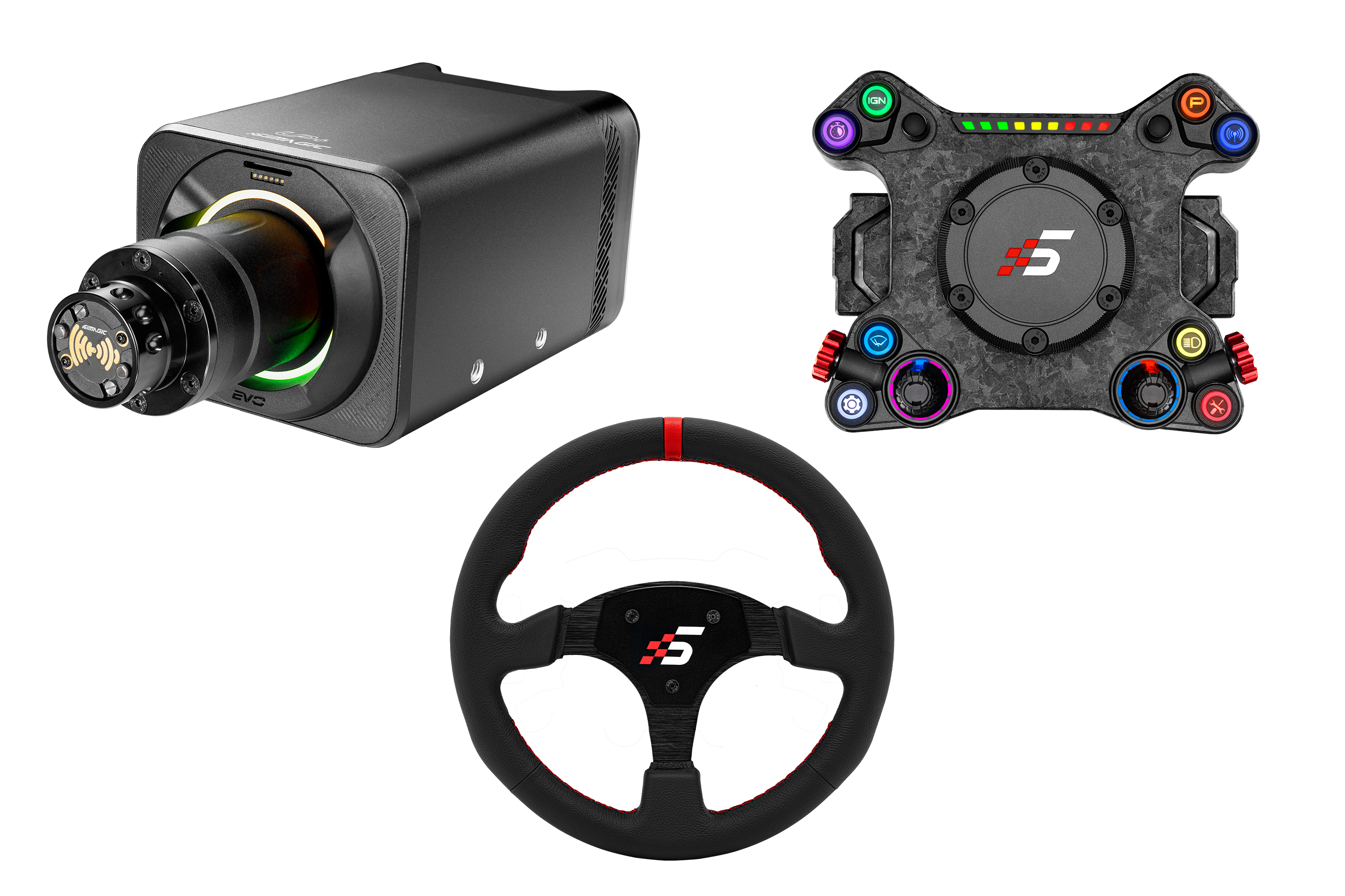 Simagic NEO X Hub with Alpha EVO Pro 18nm Wheel Base and Leather Steering Wheel