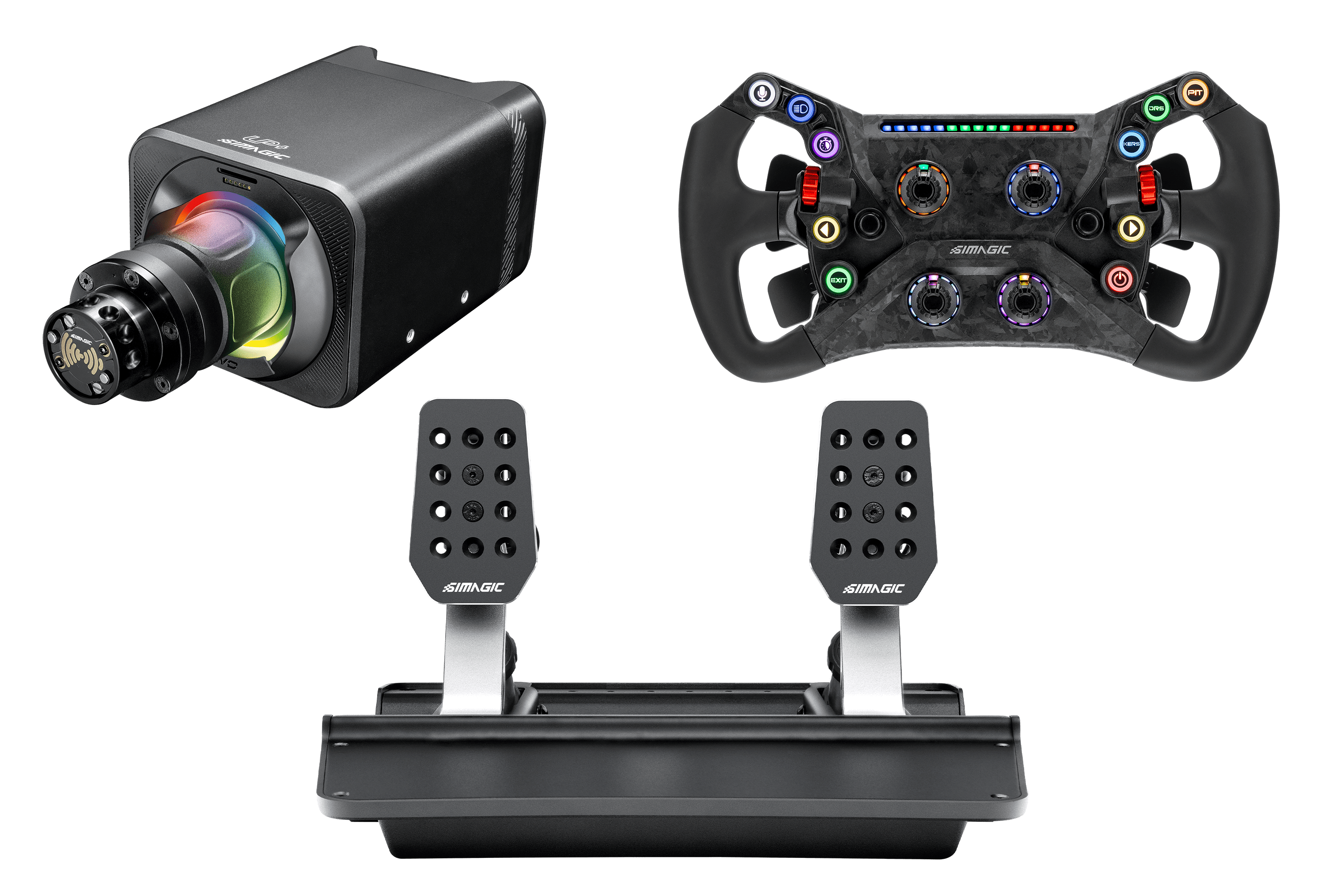 Simagic GT NEO Hub with Alpha EVO Sport 9nm Wheel Base & P500-2 Dual-Sensor 2-Pedal Set