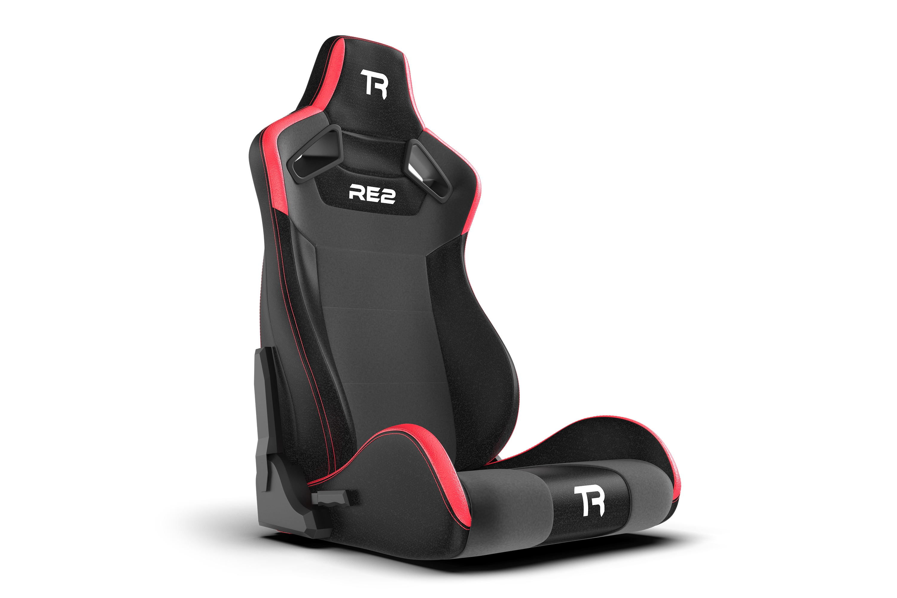 RE2 Recliner Sim Racing Seat – Premium Leather/Alcantara – Black and Red