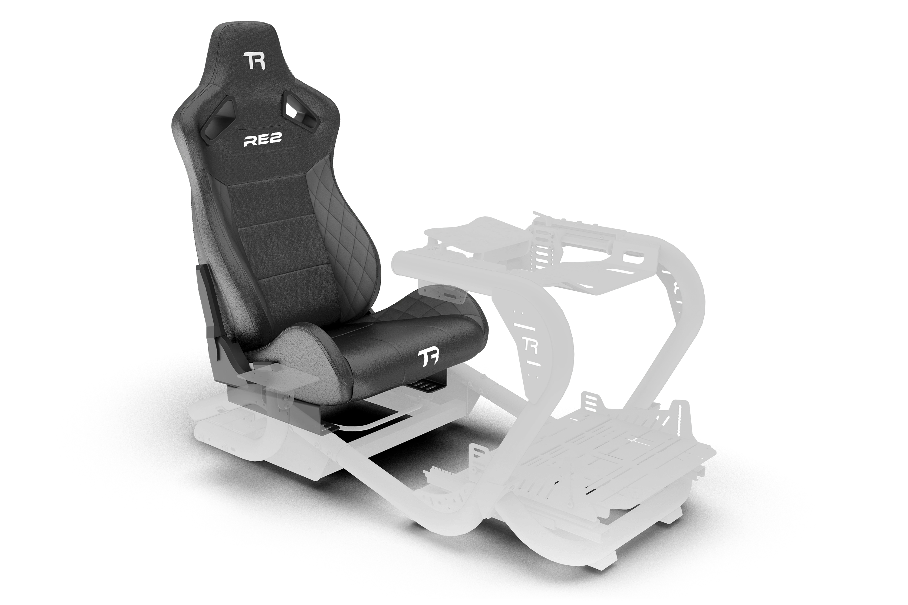 RE2 Recliner Sim Racing Seat – Premium Diamond-Stitched Leather-Style – Black