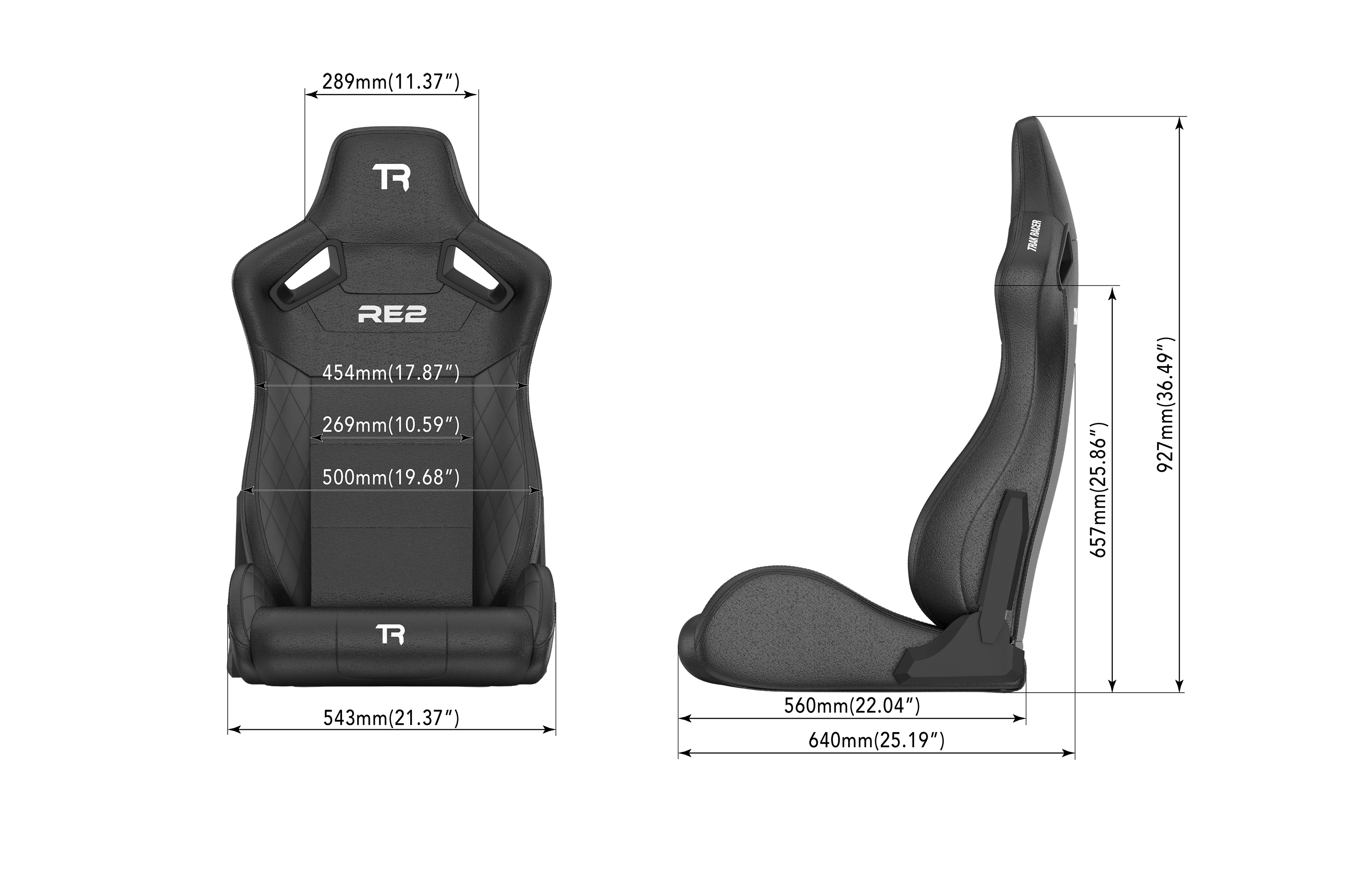 RE2 Recliner Sim Racing Seat – Premium Diamond-Stitched Leather-Style – Black