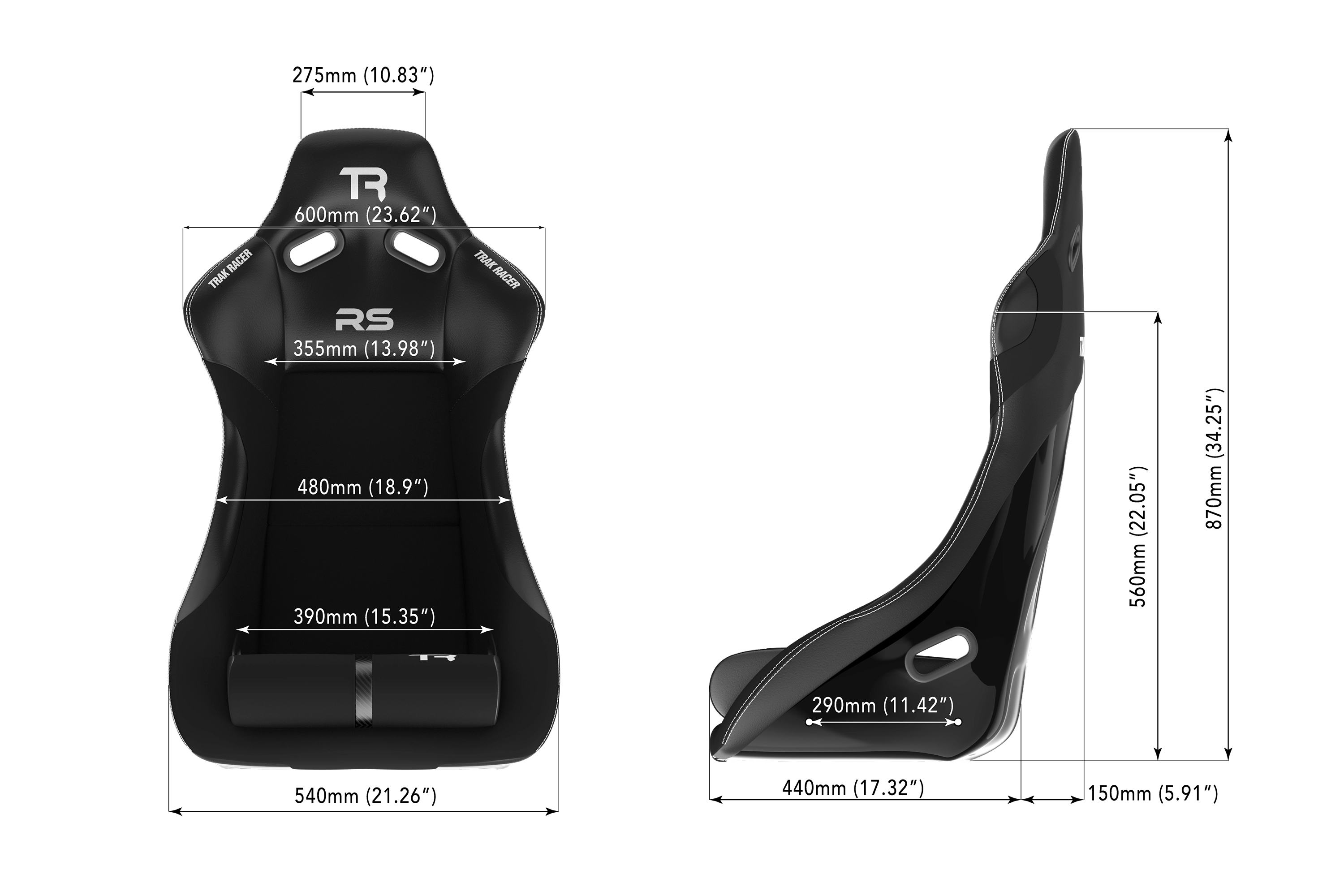 RS Rally Pro Sim Racing Seat - Fiberglass - Black