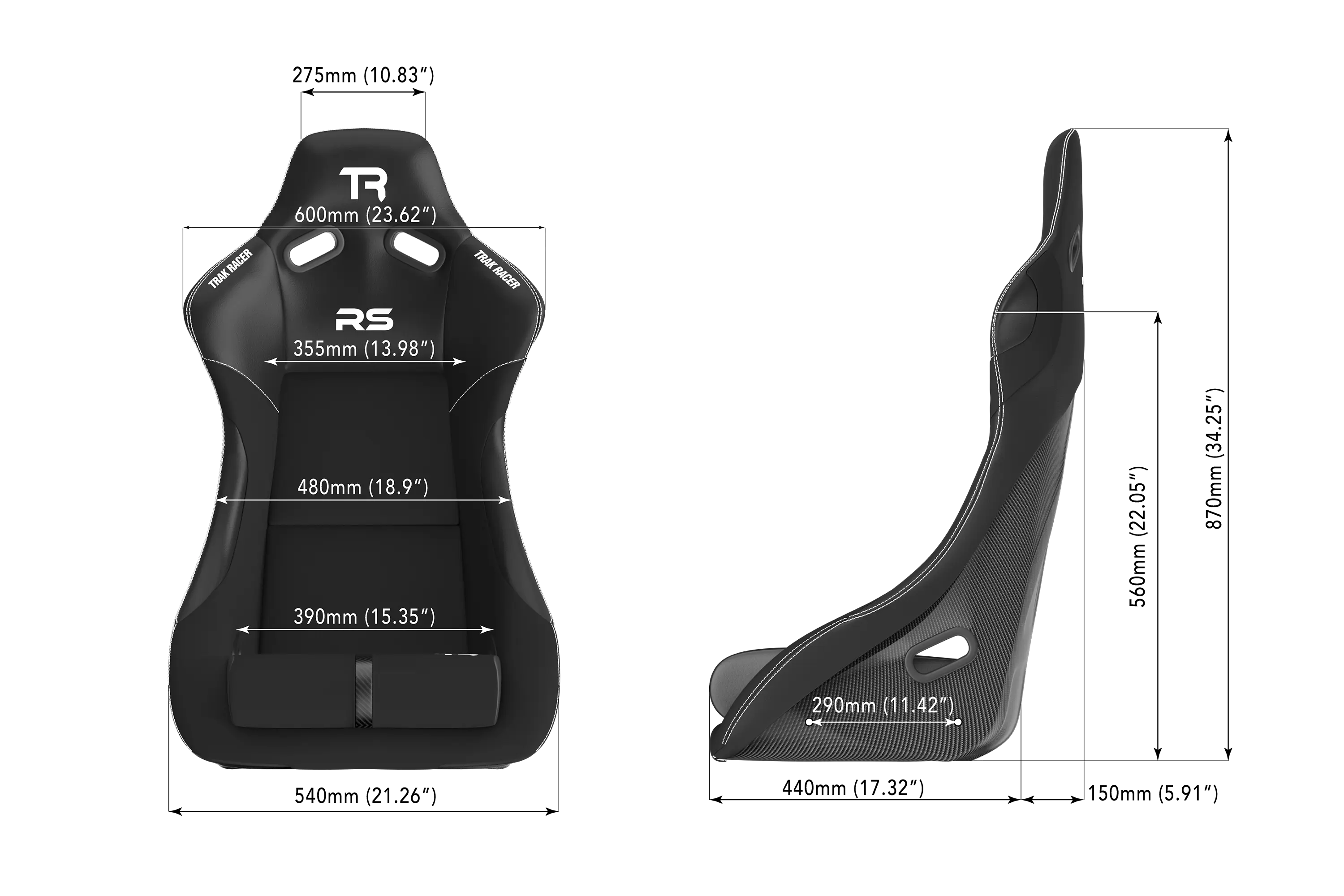 RS GT Rally-Pro Racing Seat - Carbon Fiber Finish