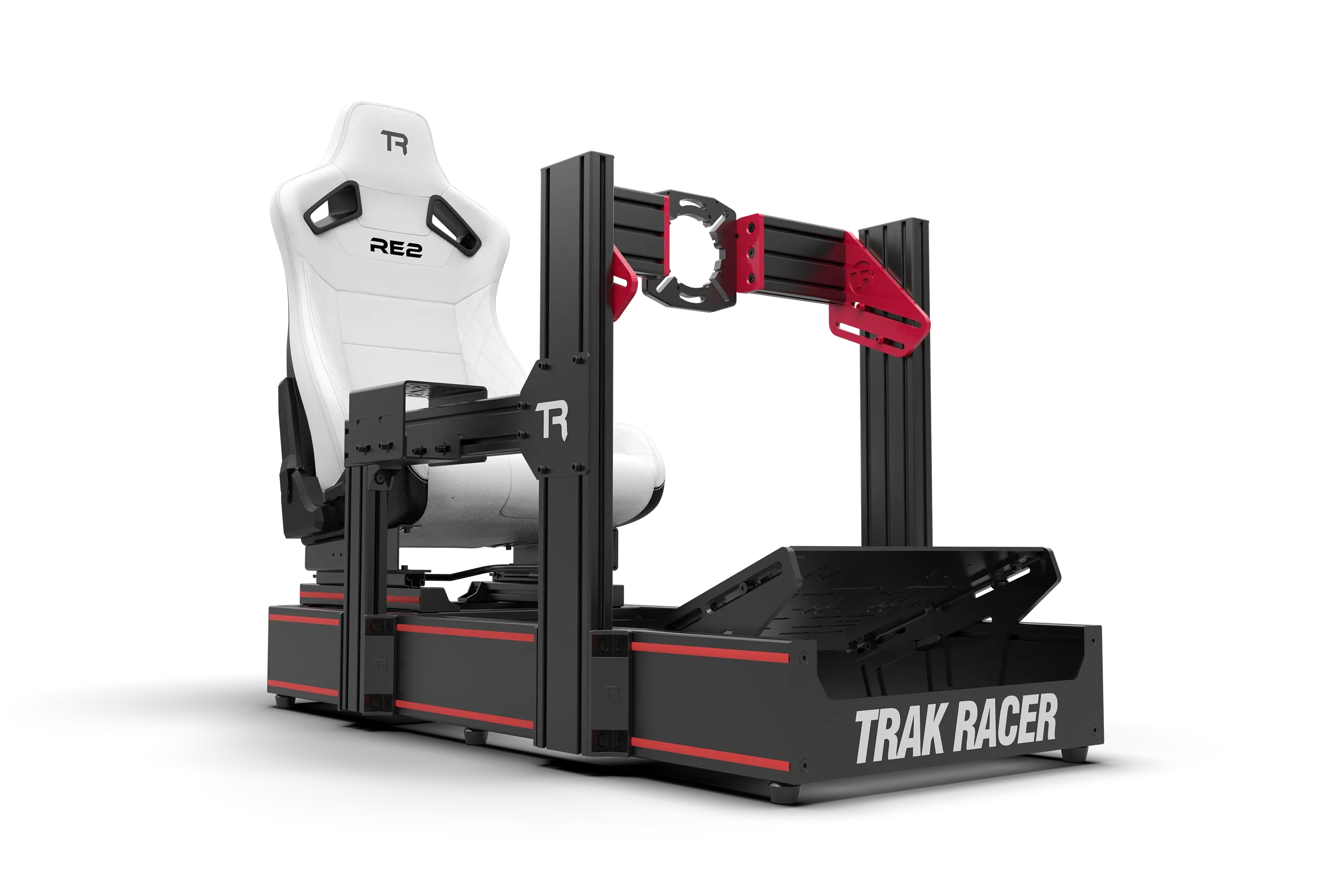 RE2 Dual-Lock Reclining Sim Racing Seat - Premium White Diamond-Stitched Leather-Style