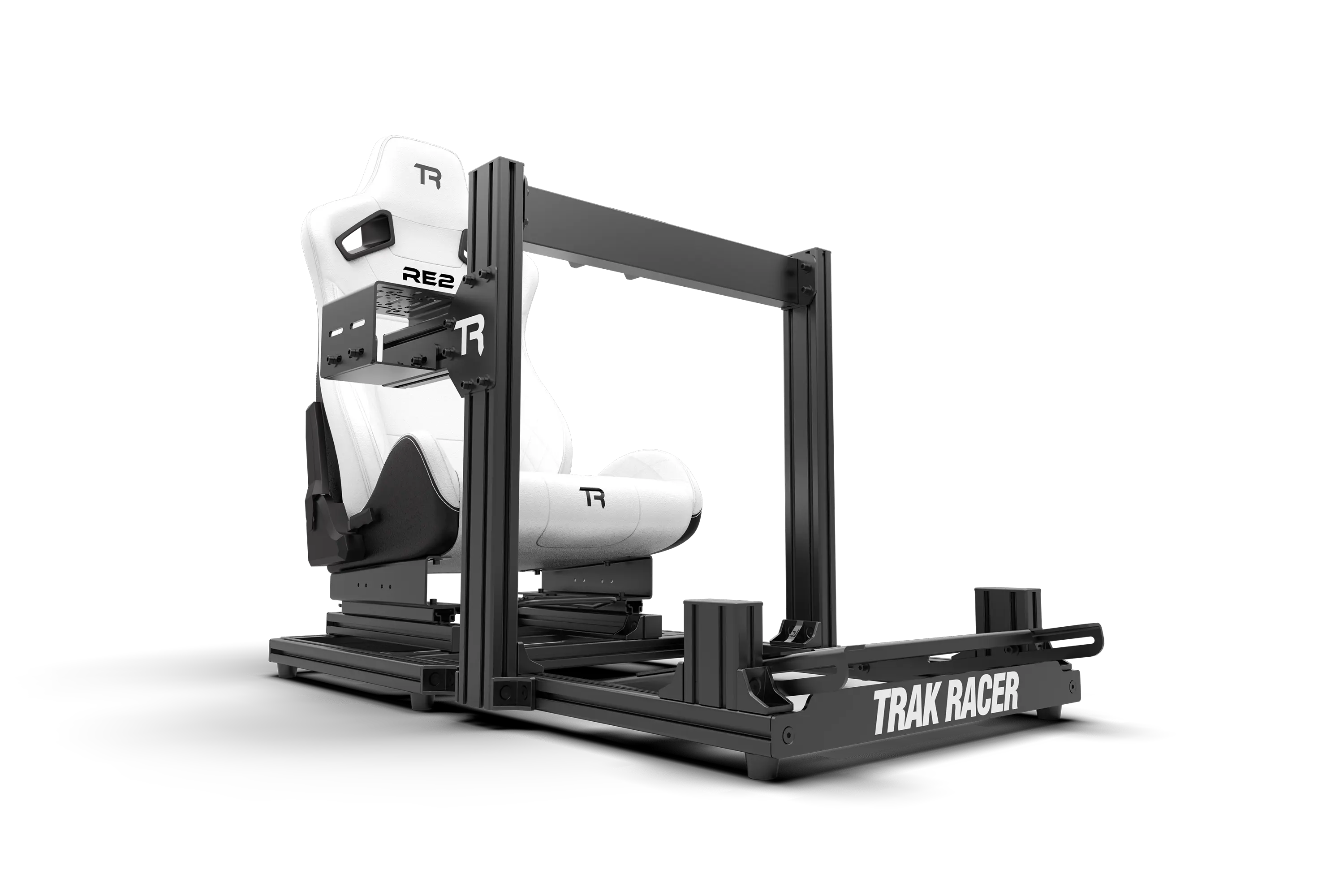 RE2 Dual-Lock Reclining Sim Racing Seat - Premium White Diamond-Stitched Leather-Style