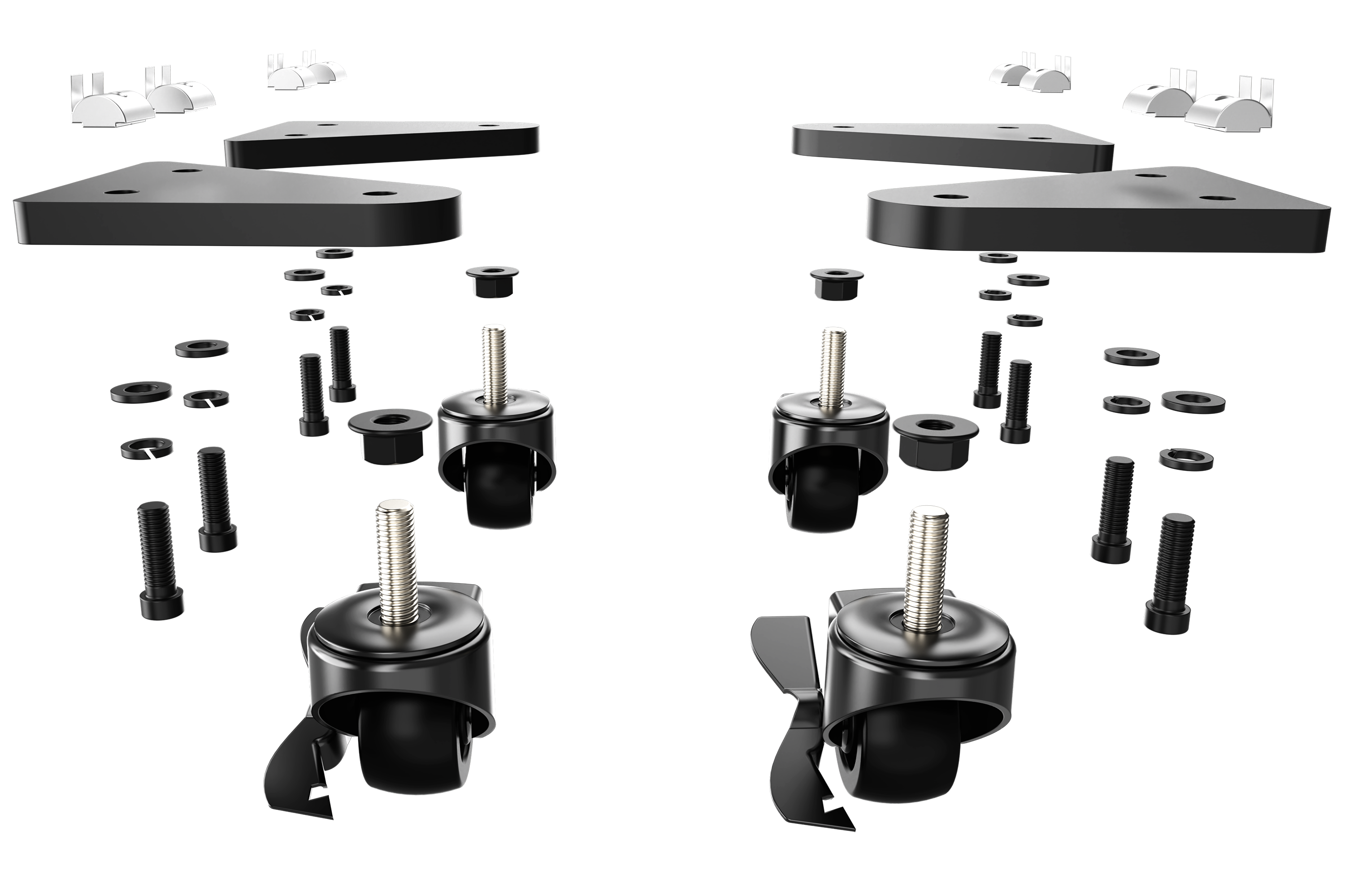 Universal Caster Wheels with Brake & Mounting Brackets